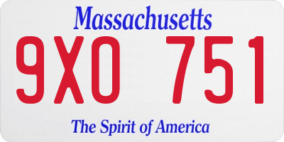 MA license plate 9XO751