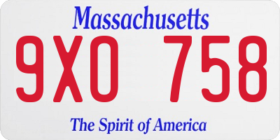 MA license plate 9XO758