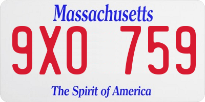 MA license plate 9XO759