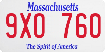 MA license plate 9XO760