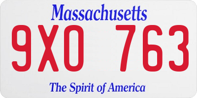 MA license plate 9XO763