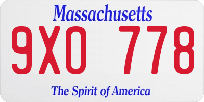 MA license plate 9XO778