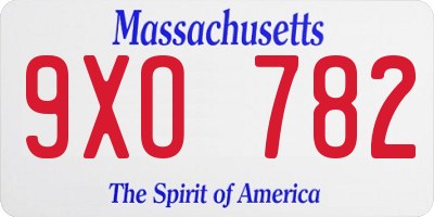 MA license plate 9XO782