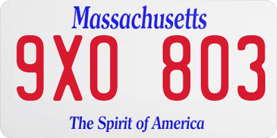 MA license plate 9XO803