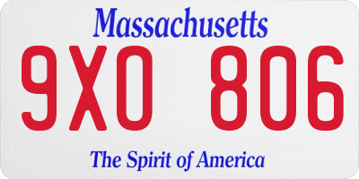 MA license plate 9XO806