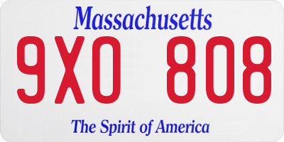 MA license plate 9XO808