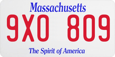 MA license plate 9XO809