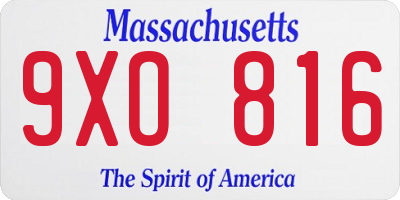 MA license plate 9XO816