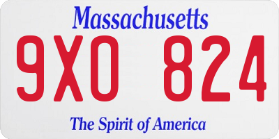MA license plate 9XO824