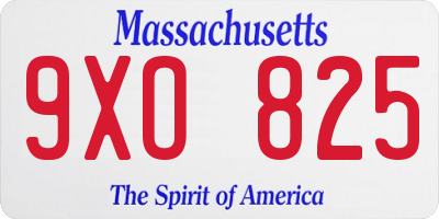MA license plate 9XO825