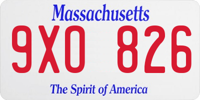 MA license plate 9XO826