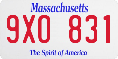 MA license plate 9XO831
