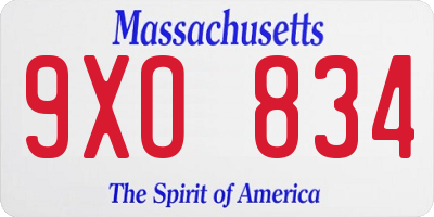 MA license plate 9XO834