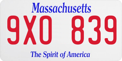 MA license plate 9XO839