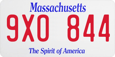 MA license plate 9XO844