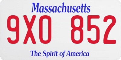 MA license plate 9XO852