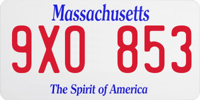 MA license plate 9XO853