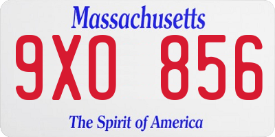 MA license plate 9XO856