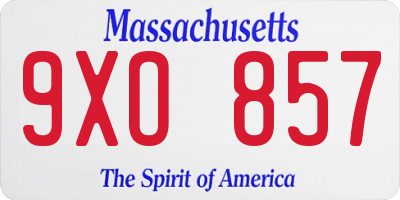 MA license plate 9XO857