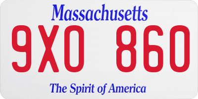 MA license plate 9XO860