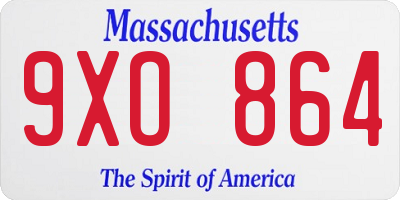 MA license plate 9XO864