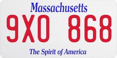 MA license plate 9XO868