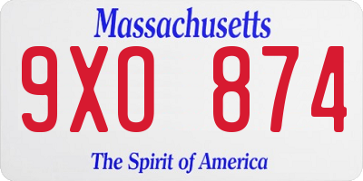 MA license plate 9XO874