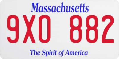MA license plate 9XO882