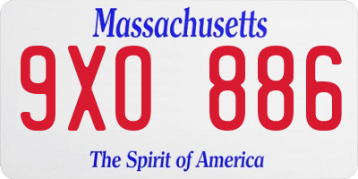 MA license plate 9XO886