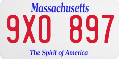MA license plate 9XO897