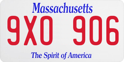 MA license plate 9XO906