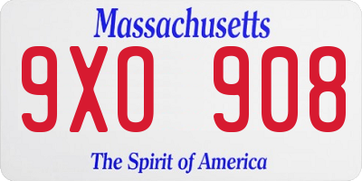 MA license plate 9XO908