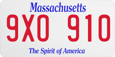MA license plate 9XO910