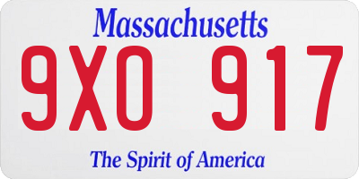 MA license plate 9XO917