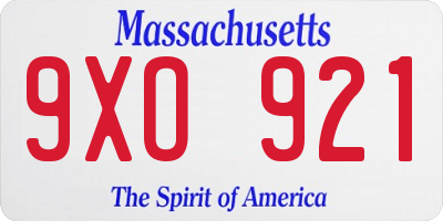 MA license plate 9XO921