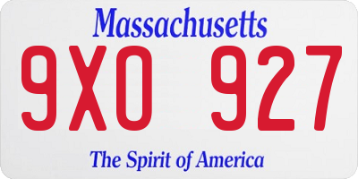 MA license plate 9XO927