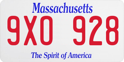 MA license plate 9XO928