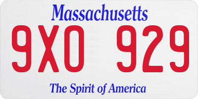 MA license plate 9XO929