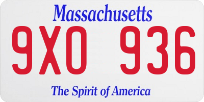 MA license plate 9XO936
