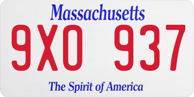 MA license plate 9XO937