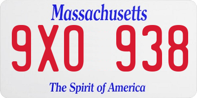 MA license plate 9XO938