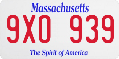 MA license plate 9XO939