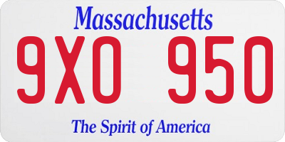 MA license plate 9XO950