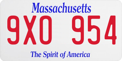 MA license plate 9XO954