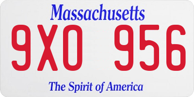 MA license plate 9XO956
