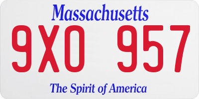 MA license plate 9XO957