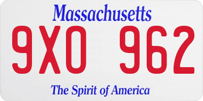 MA license plate 9XO962