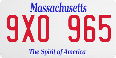 MA license plate 9XO965