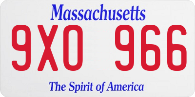 MA license plate 9XO966