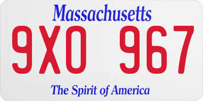MA license plate 9XO967